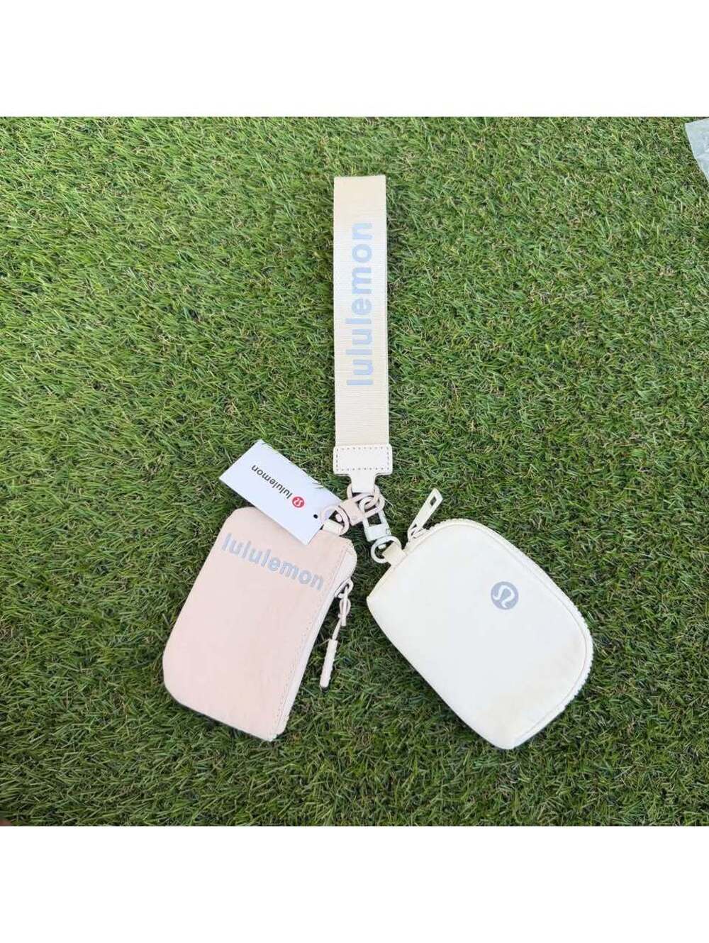 Lululemon Dual Pouch Wristlet - Cream Tan & Ivory
